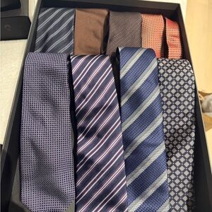 Hugo Boss Men's Tie Collection - Navy, Brown, and Orange